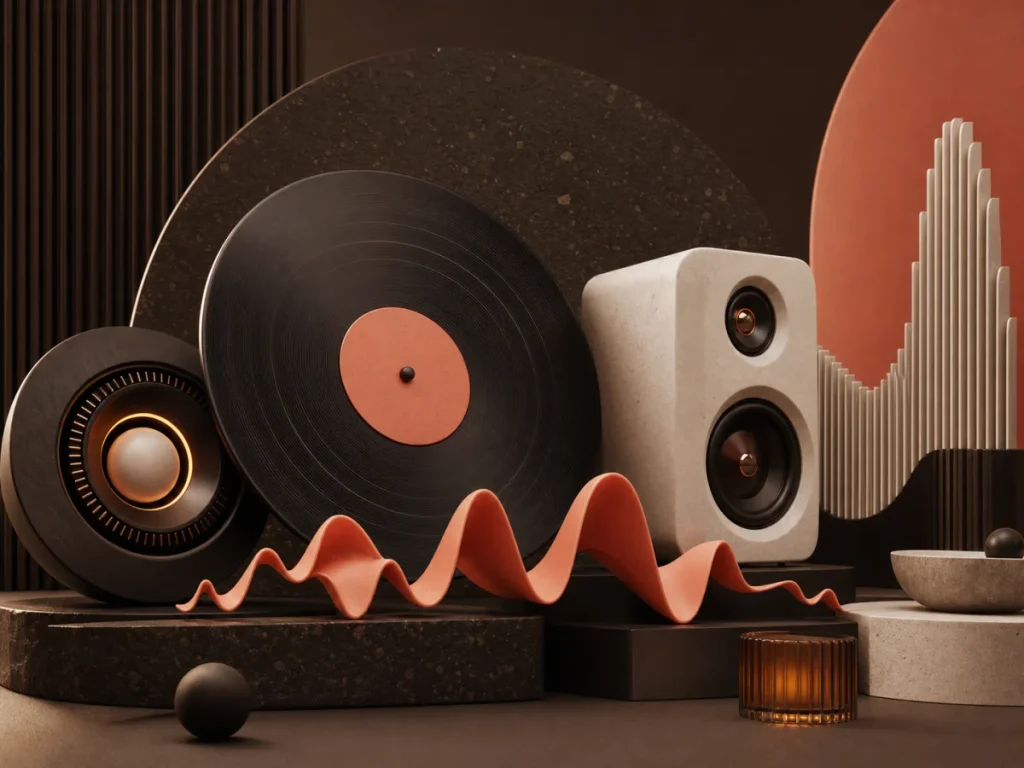Art-directed vinyl and speaker forms with a coral waveform
